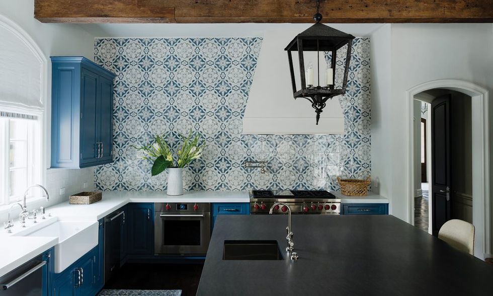 The kitchen boasts a modern farmhouse flair