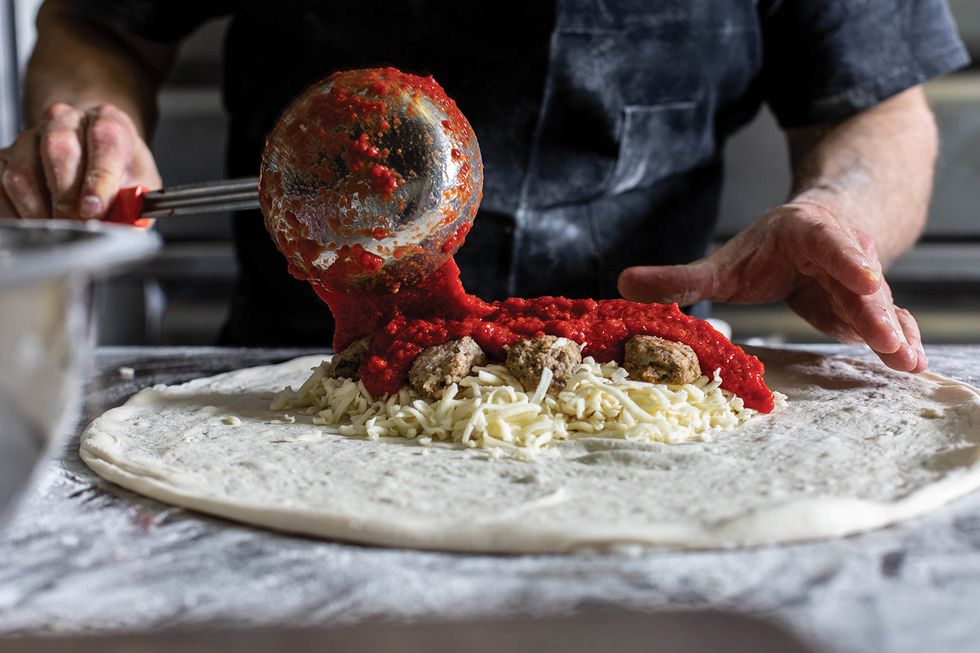 Making a calzone at B.B. Italia