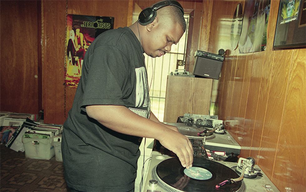 DJ Screw photographed in his home studio by Ben DeSoto in 1995