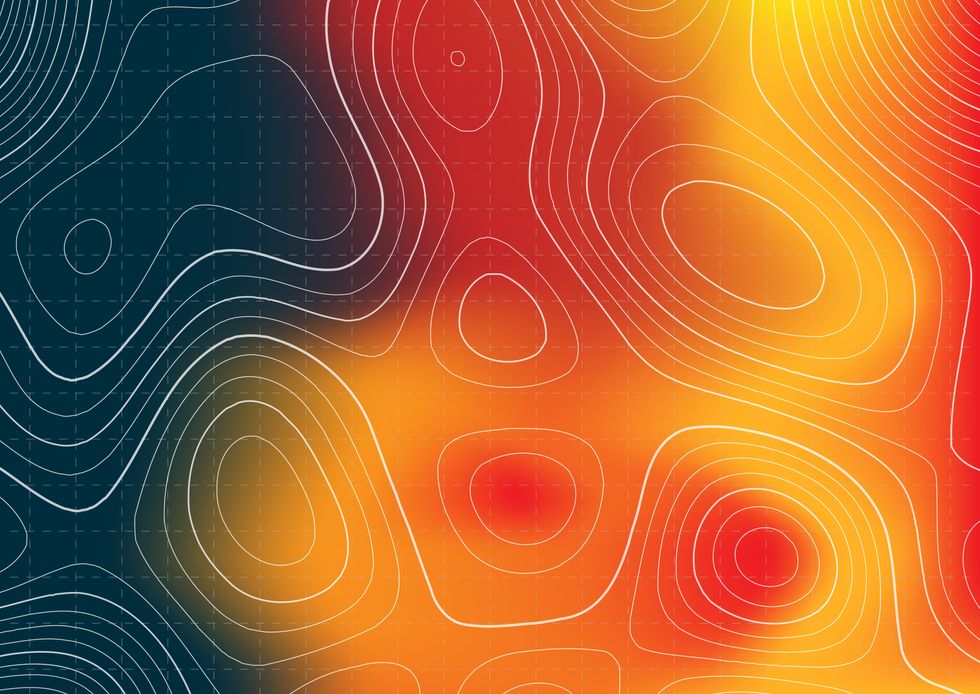 Abstract topography map design with heat map overlay