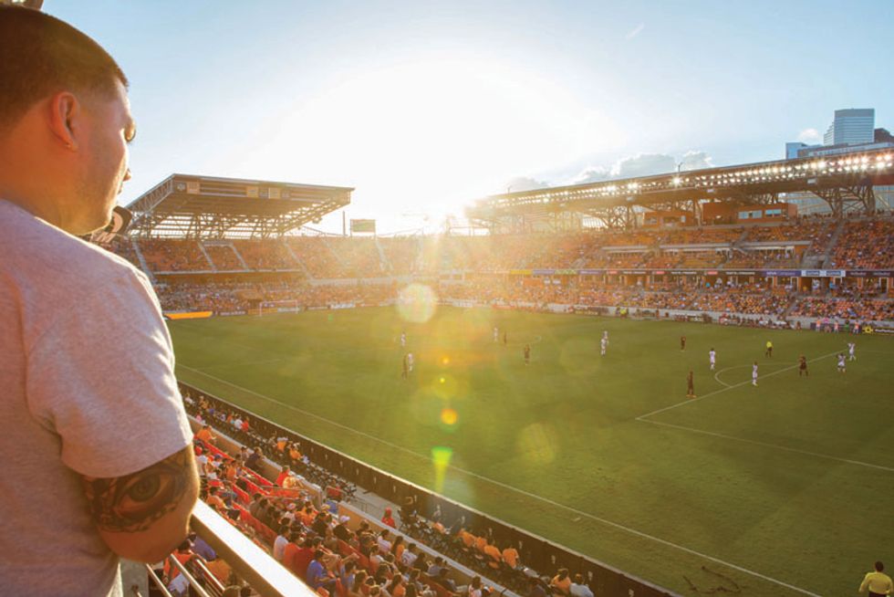 Dynamo game day at BBVA Compass Stadium, whose 2012 opening created buzz for EaDo