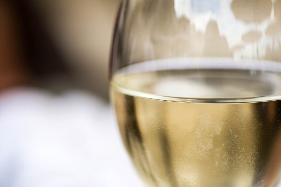 Close Up Of A Glass of White Wine With Copy Space